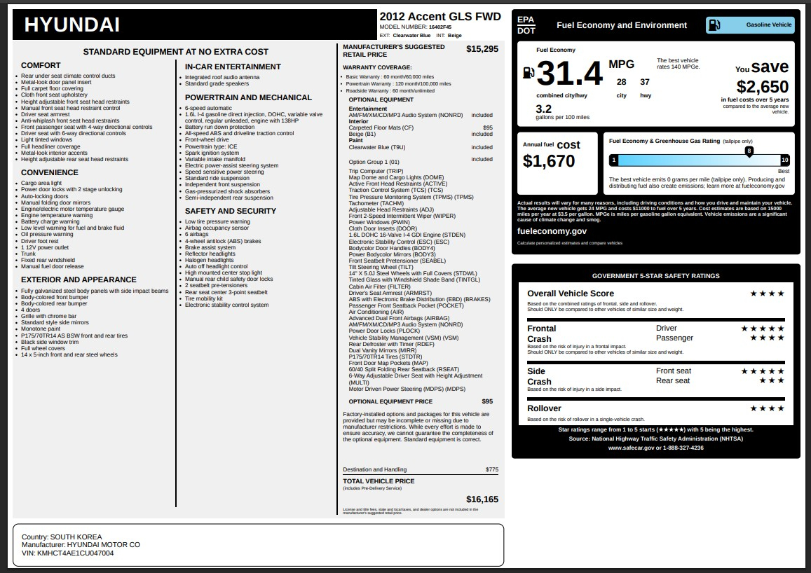 2012 Hyundai Accent GLS Image 37 of 49