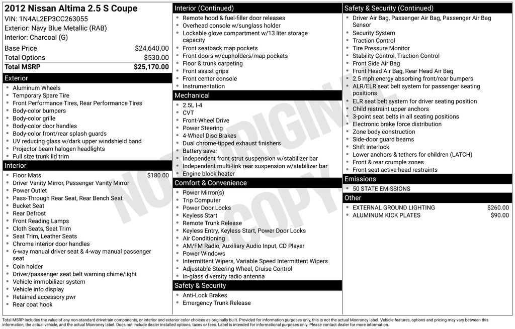 2012 Nissan Altima 2.5 S Image 9 of 19