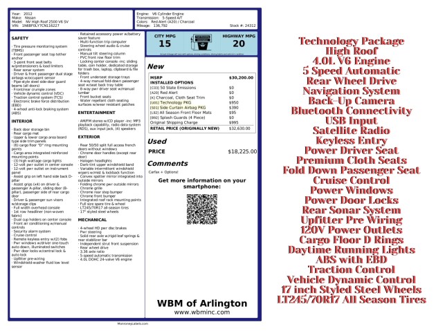 2012 Nissan NV SV Image 19 of 23