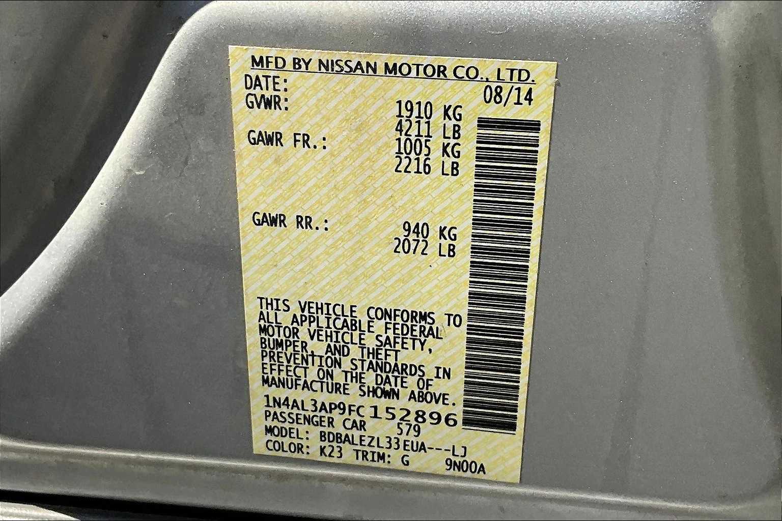 2015 Nissan Altima 2.5 S Image 25 of 29