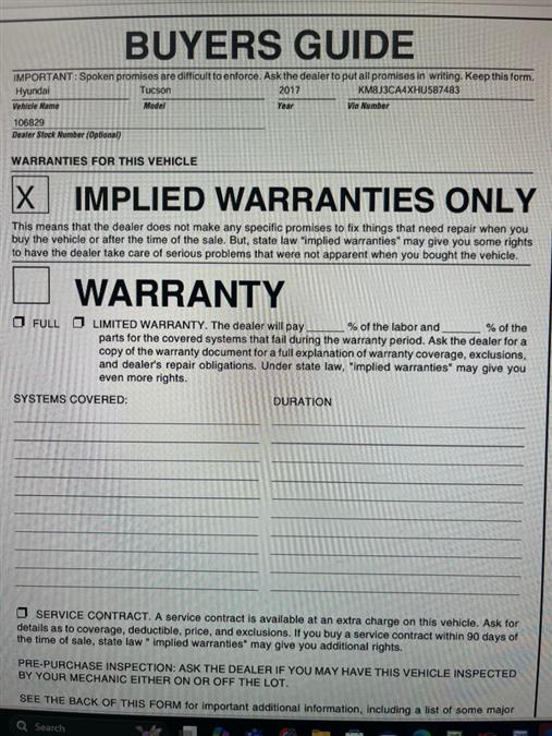 2017 Hyundai Tucson SE Image 22 of 28