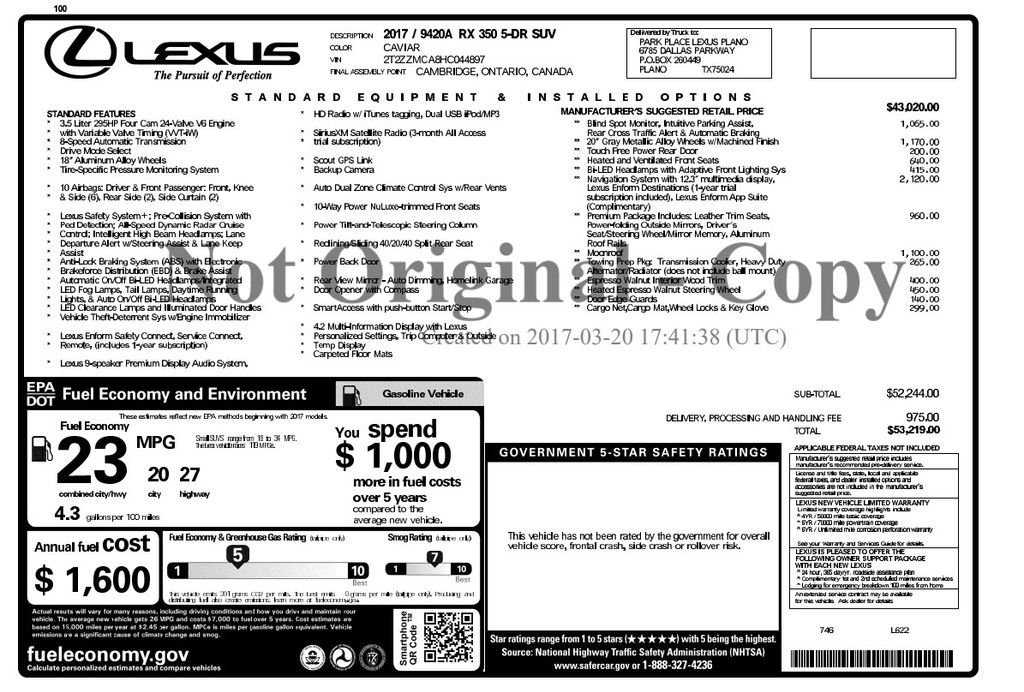 2017 Lexus RX 350 F Sport Image 37 of 48