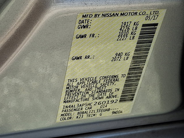 2017 Nissan Altima 2.5 SV Image 26 of 30