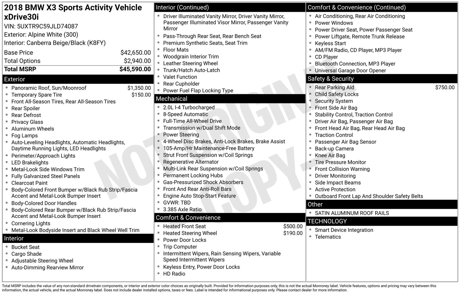 2018 BMW X3 xDrive30i Image 26 of 32