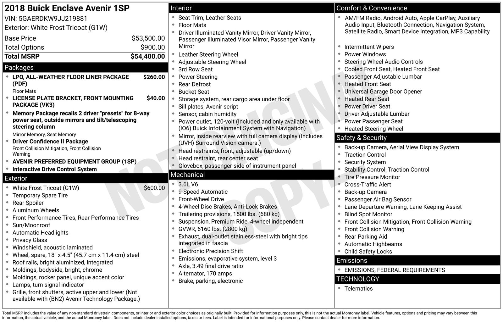 2018 Buick Enclave Avenir Image 44 of 49