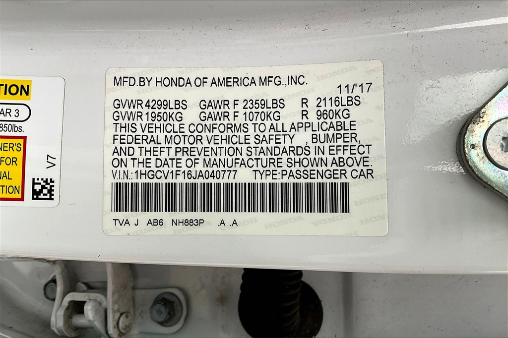 2018 Honda Accord LX 1.5T Image 30 of 34