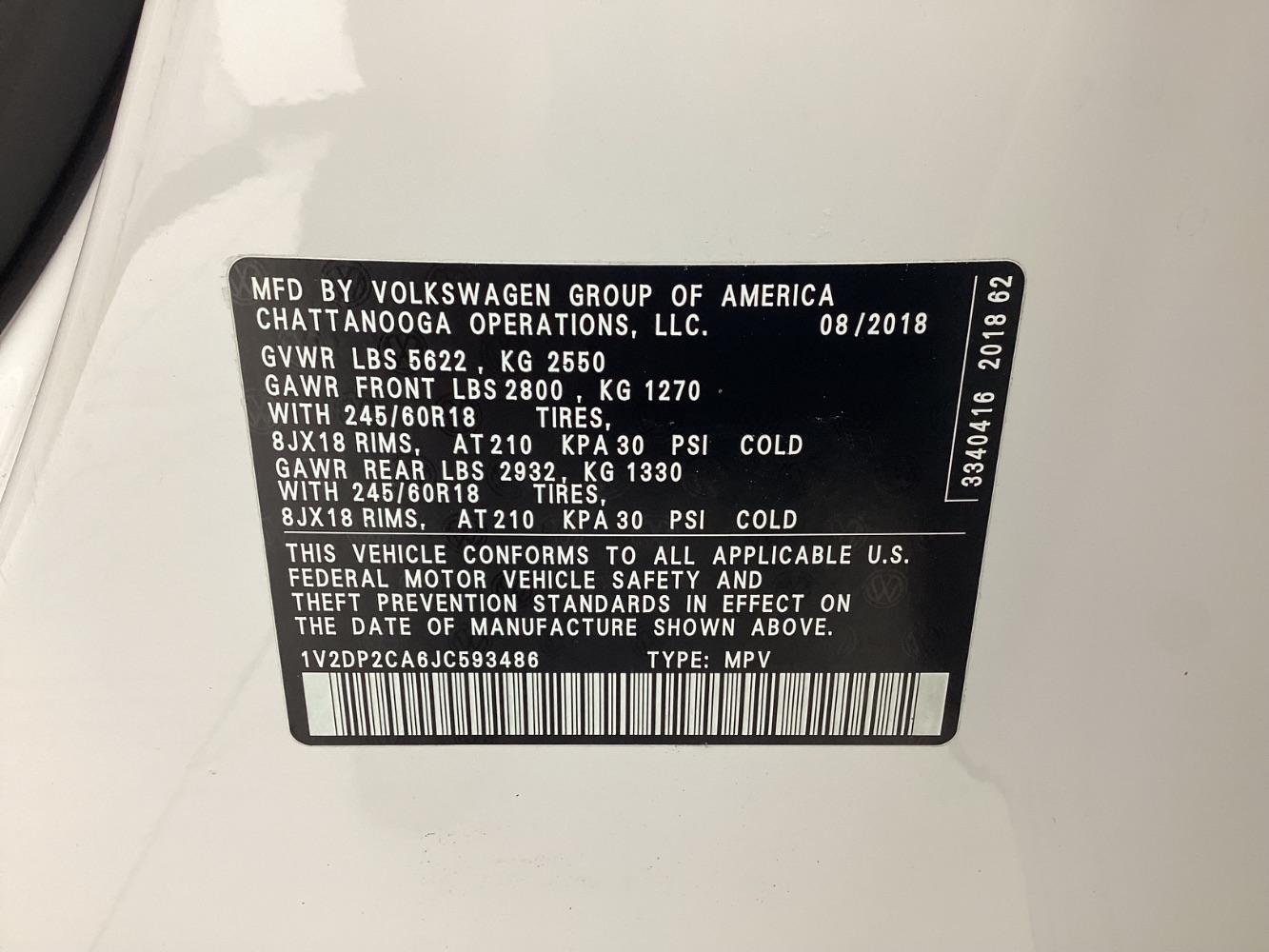 2018 Volkswagen Atlas 2.0T SE Technology Image 35 of 50