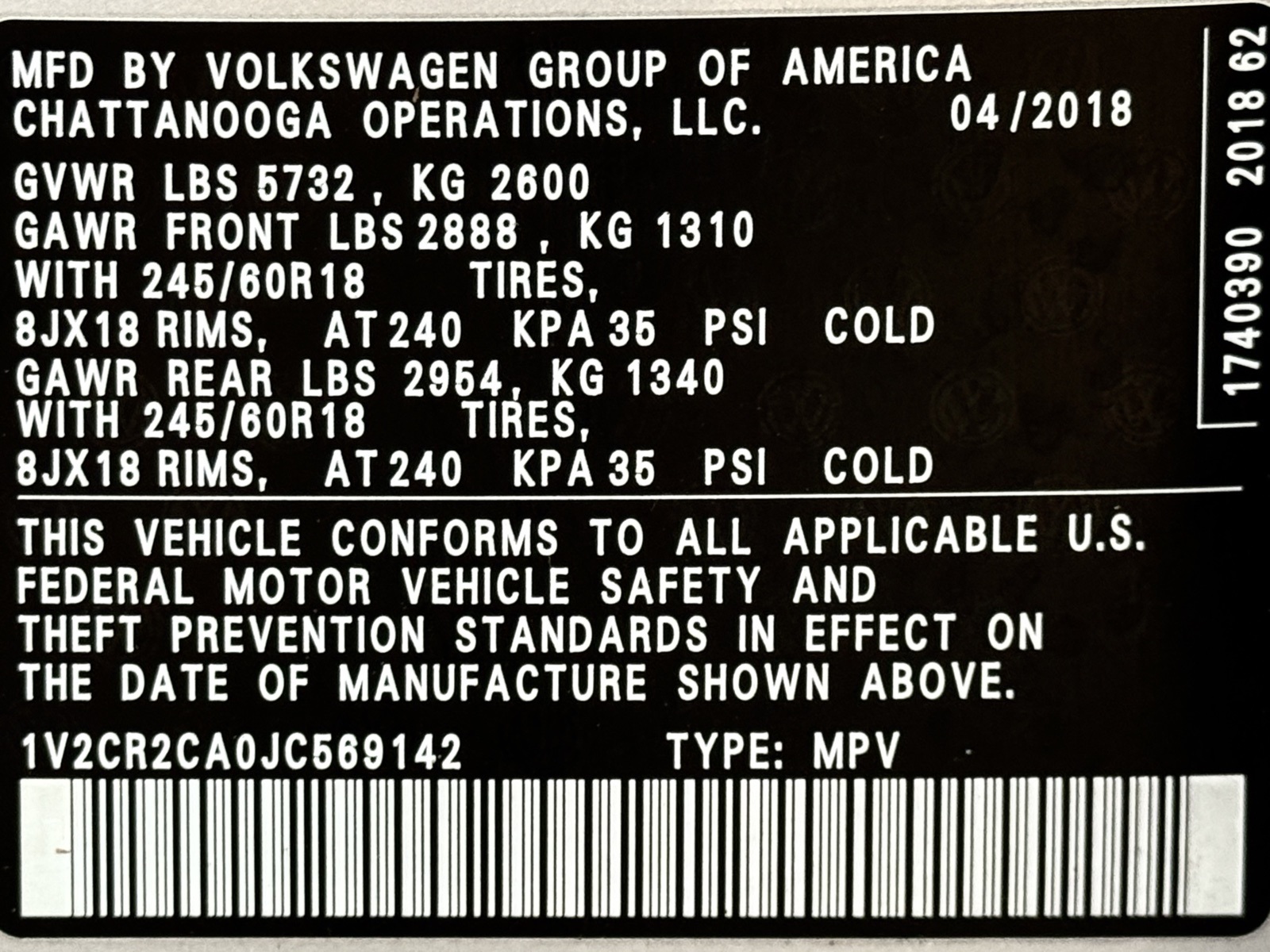 2018 Volkswagen Atlas 3.6L V6 SE Image 50 of 50