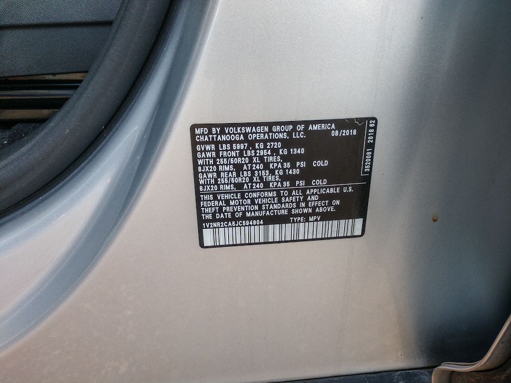 2018 Volkswagen Atlas 3.6L V6 SEL Premium Image 20 of 20