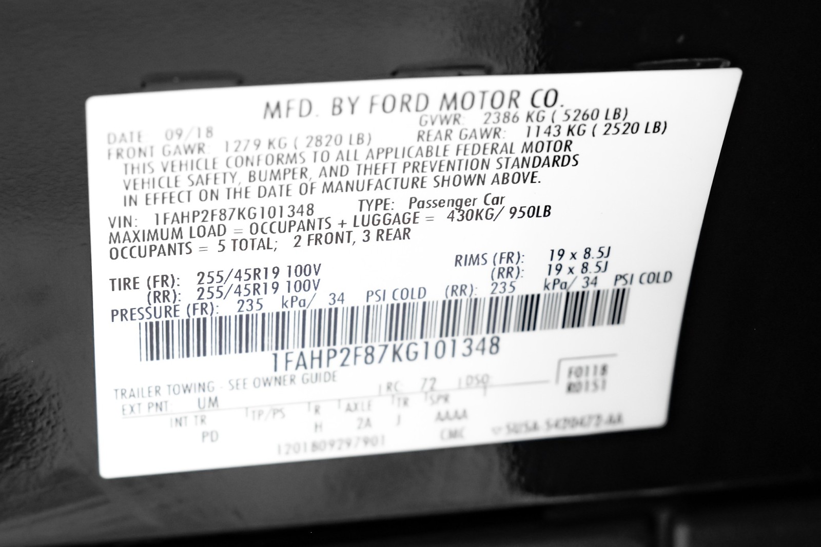 2019 Ford Taurus Limited Image 42 of 53