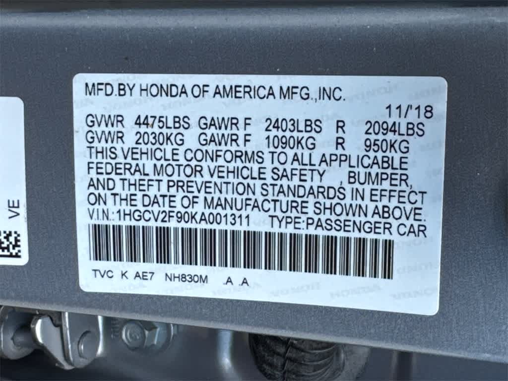 2019 Honda Accord Touring 2.0T Image 23 of 33