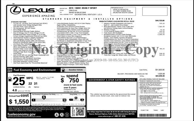 2019 Lexus ES 350 F Sport Image 28 of 35