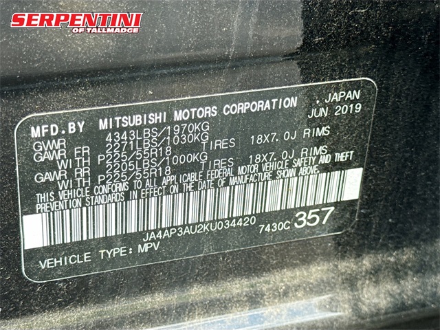 2019 Mitsubishi Outlander Sport ES 2.0 Image 20 of 29