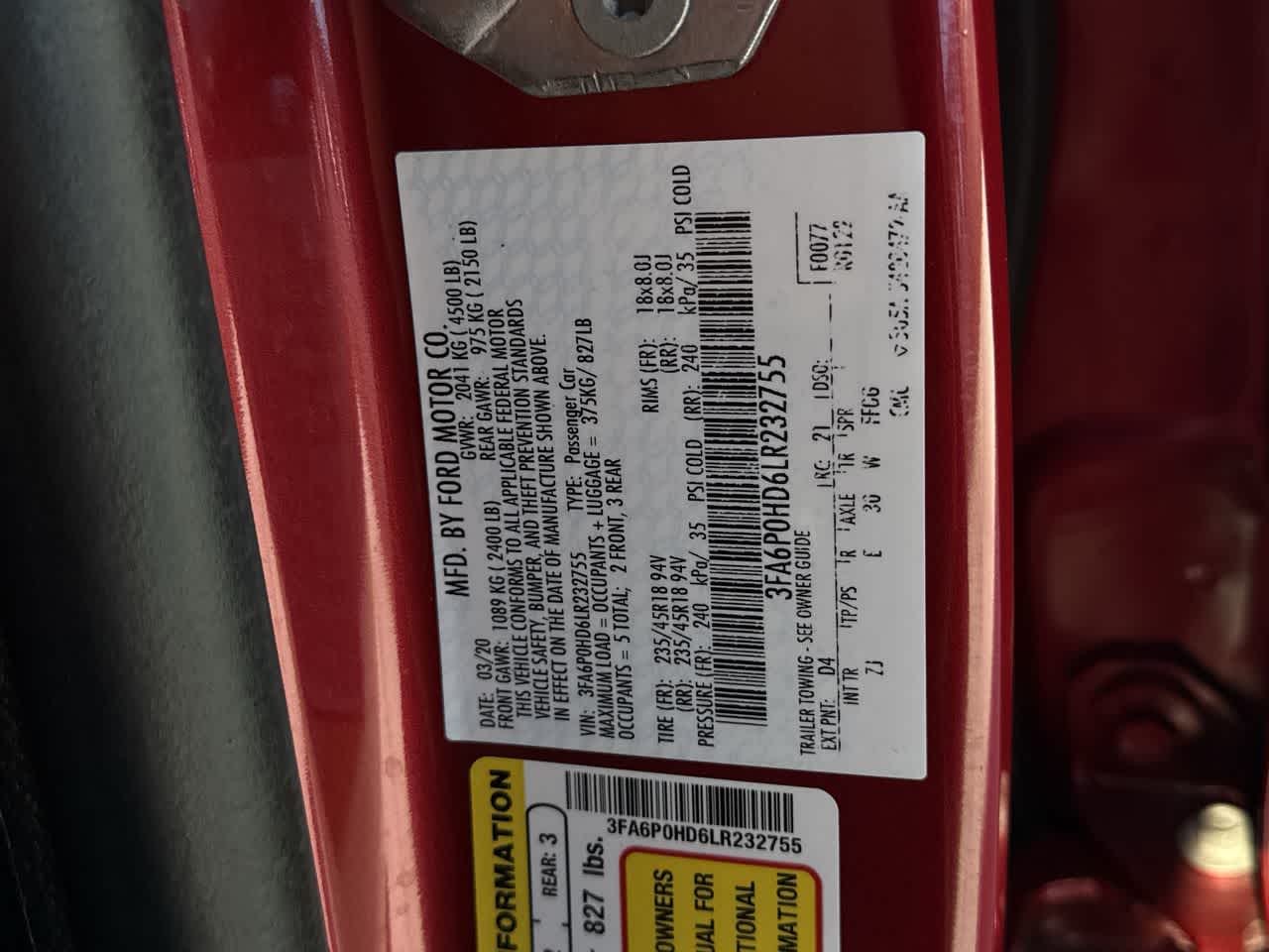 2020 Ford Fusion SE Image 22 of 24