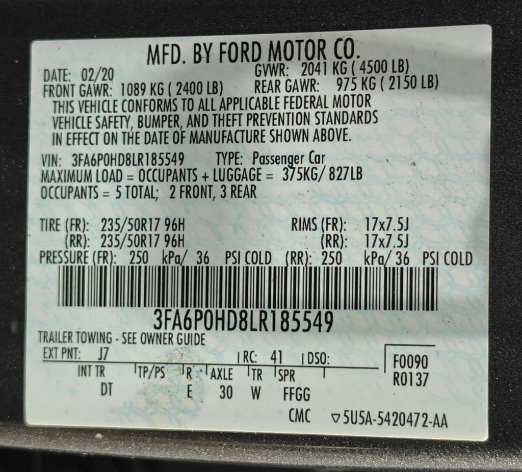 2020 Ford Fusion SE Image 40 of 49