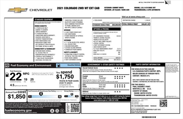 2021 Chevrolet Colorado Work Truck Image 19 of 21