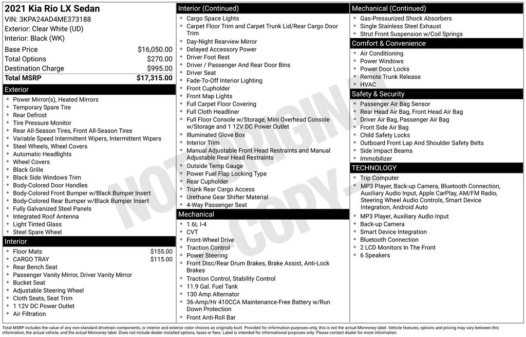2021 Kia Rio LX Image 2 of 2
