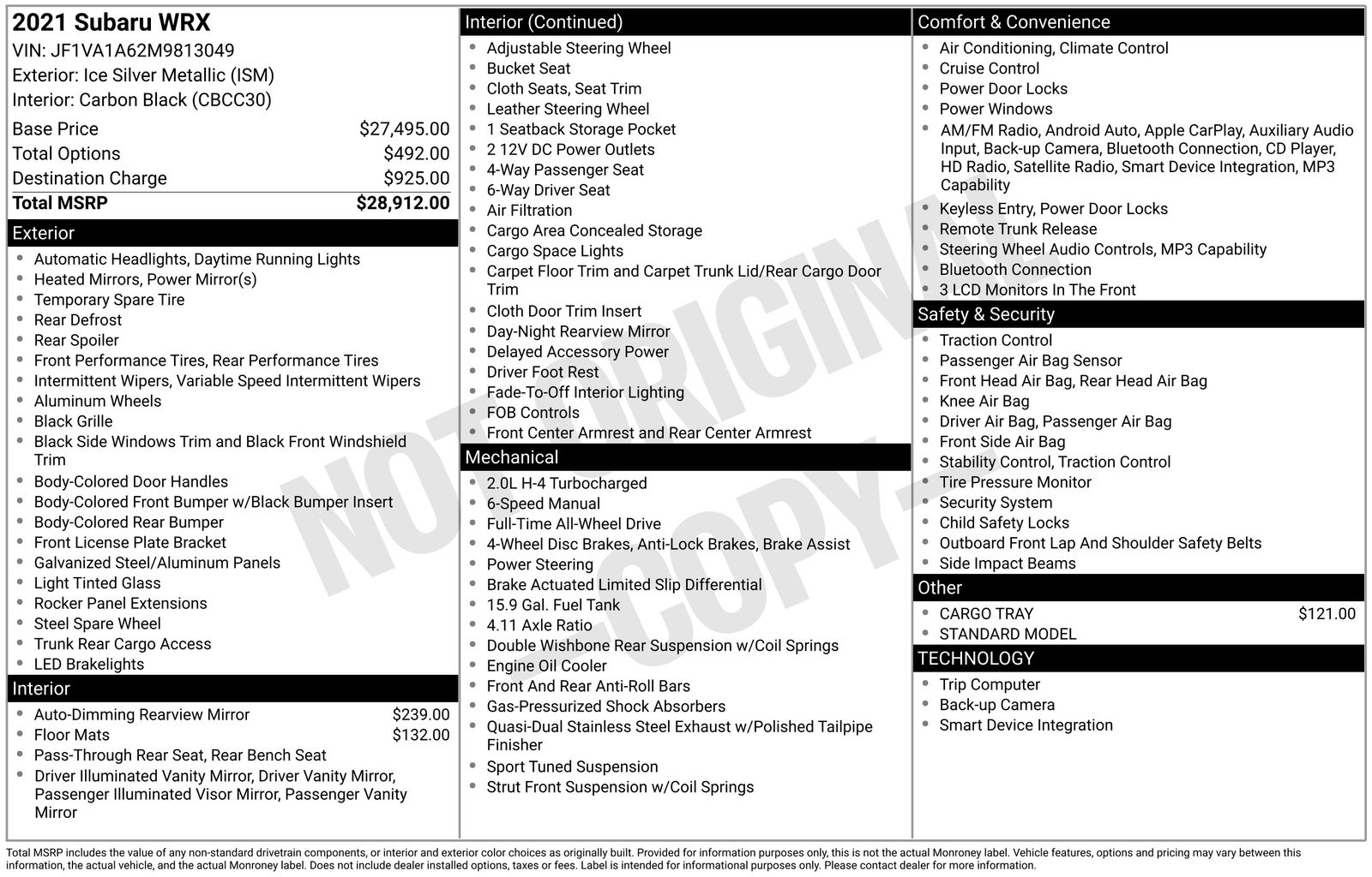 2021 Subaru WRX Base Image 31 of 34