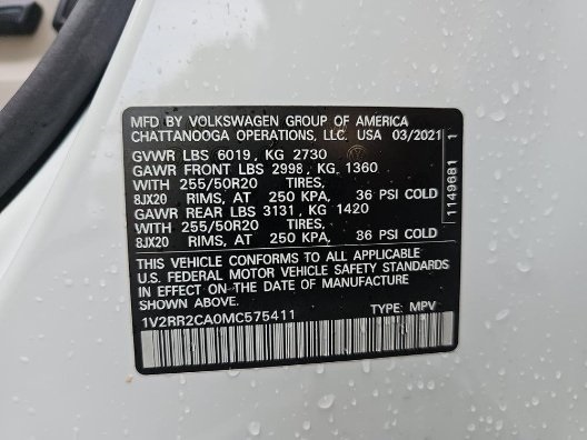 2021 Volkswagen Atlas 3.6L V6 SE Technology R-Line Image 8 of 8