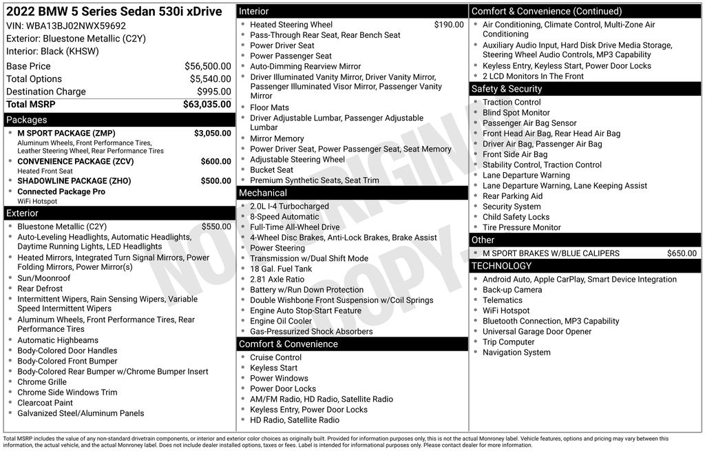 2022 BMW 5 Series 530i xDrive Image 55 of 68