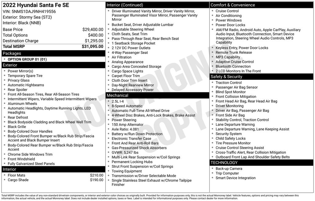 2022 Hyundai Santa Fe SE Image 54 of 64