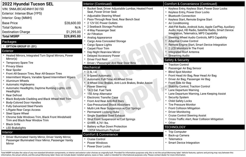 2022 Hyundai Tucson SEL Image 58 of 64