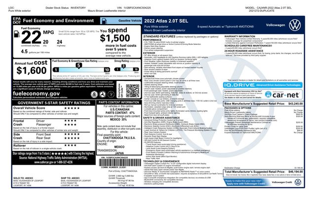 2022 Volkswagen Atlas 2.0T SEL Image 48 of 50