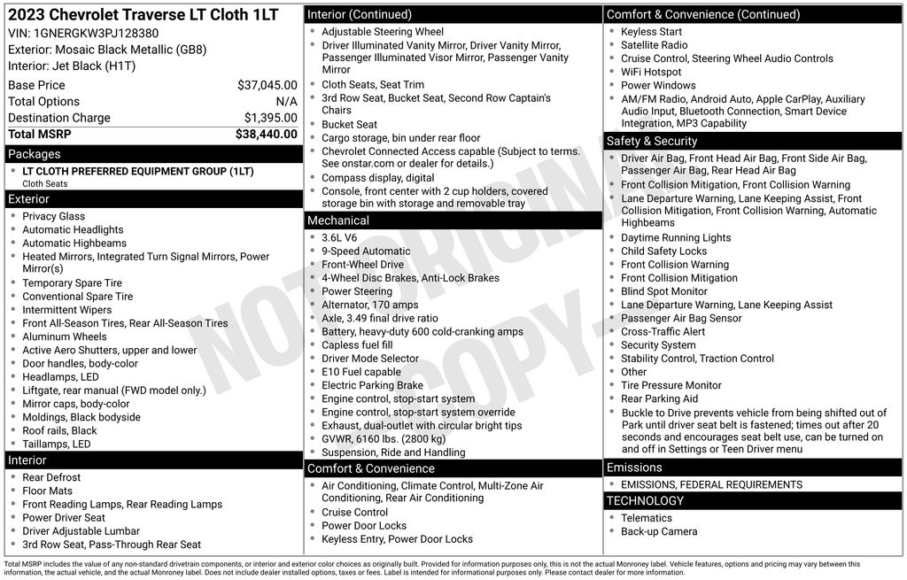2023 Chevrolet Traverse LT Cloth Image 30 of 35
