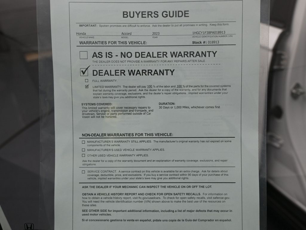 2023 Honda Accord EX Image 44 of 51