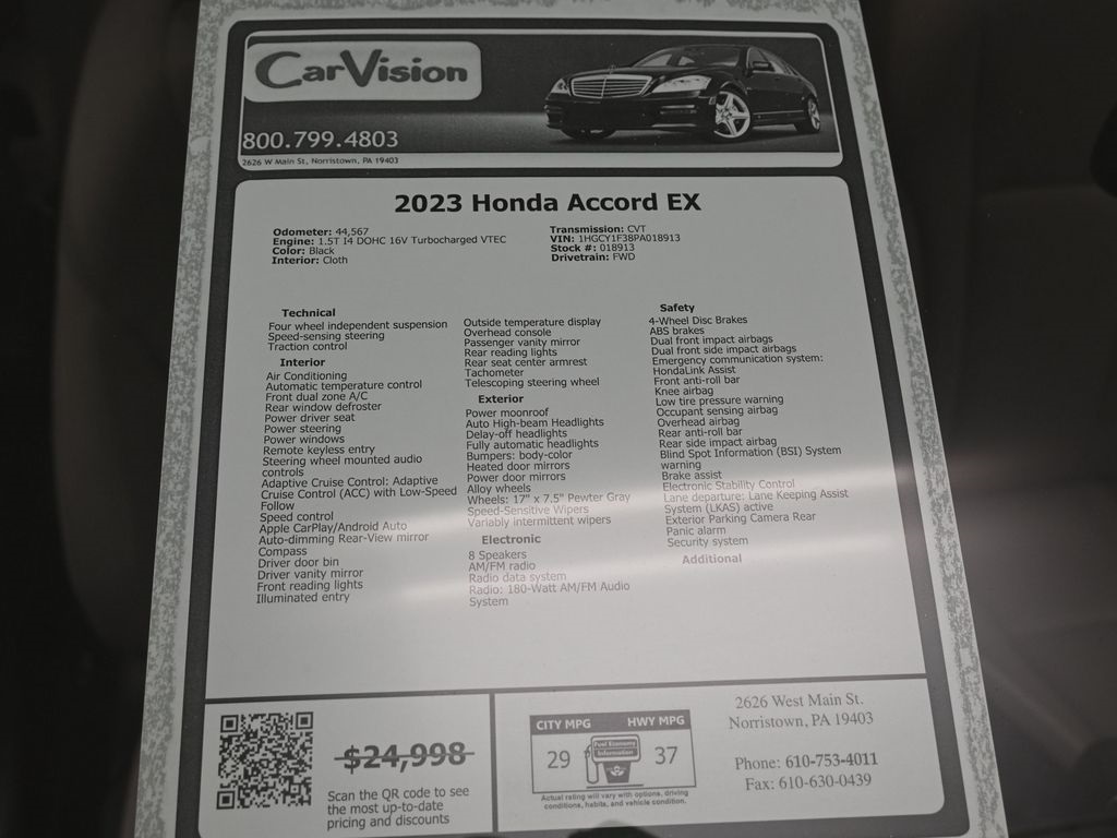 2023 Honda Accord EX Image 45 of 51