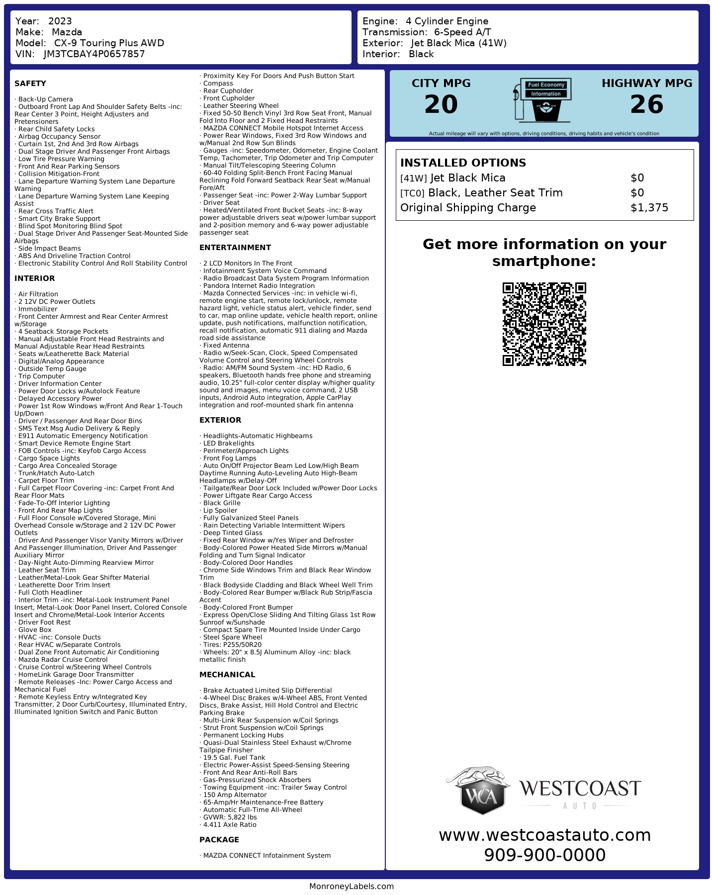 2023 Mazda CX-9 Touring Plus Image 21 of 54