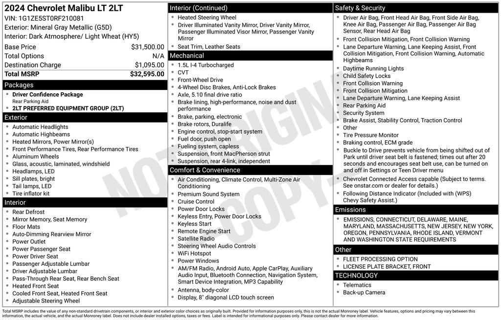 2024 Chevrolet Malibu LT Image 54 of 66