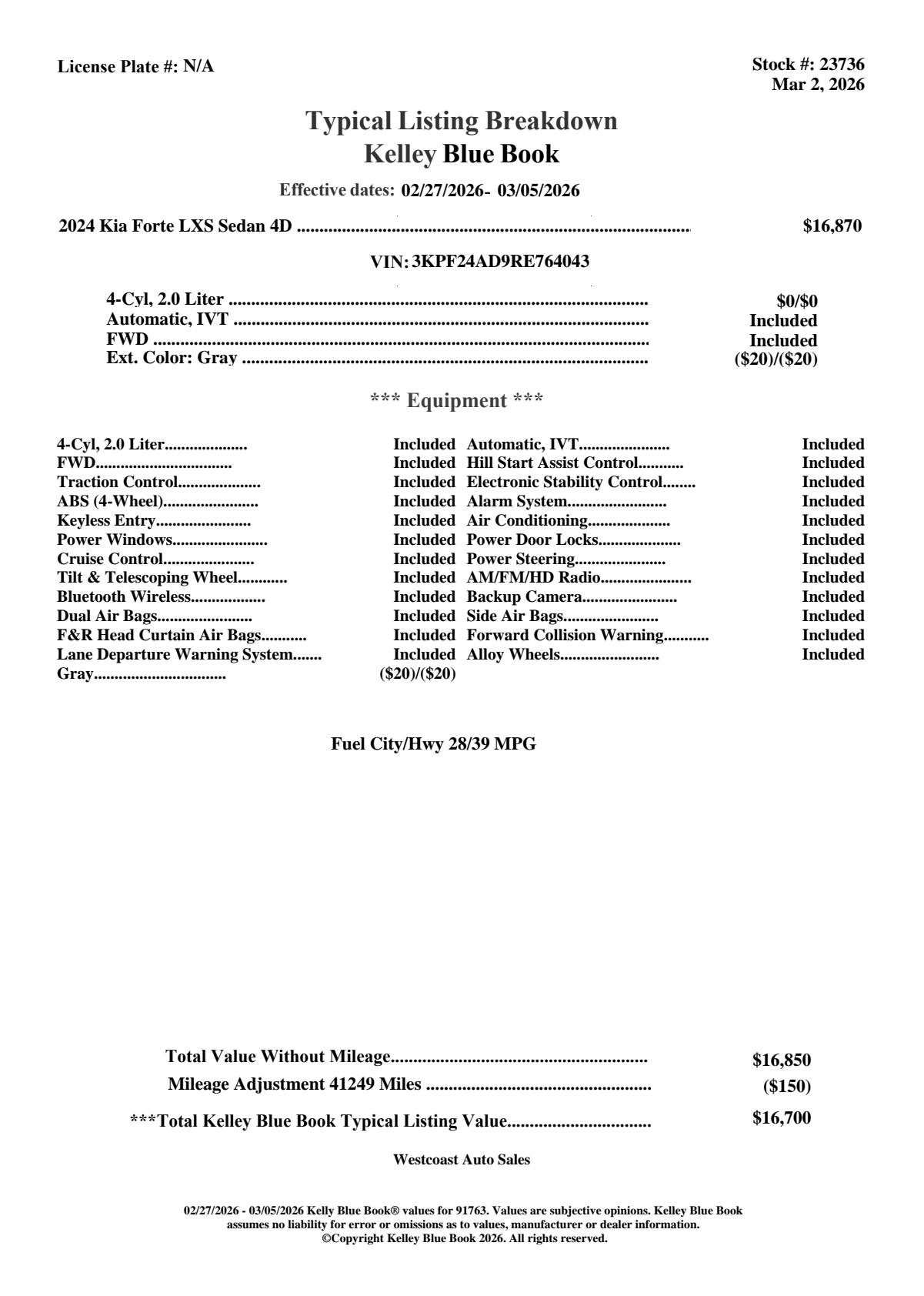 2024 Kia Forte LXS Image 29 of 32