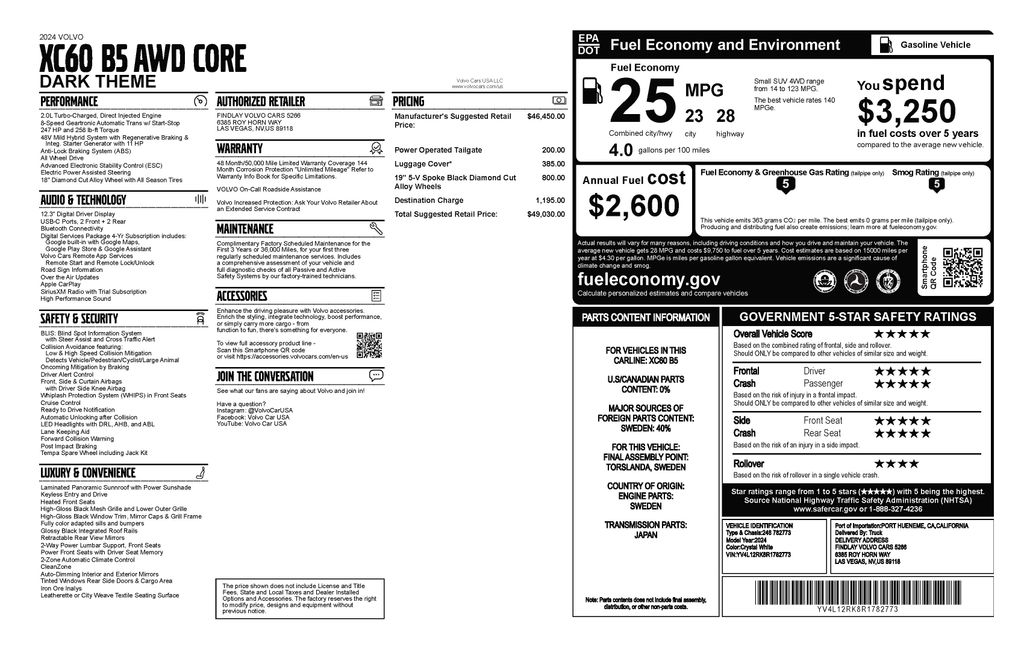 2024 Volvo XC60 Core Dark Theme Image 35 of 43