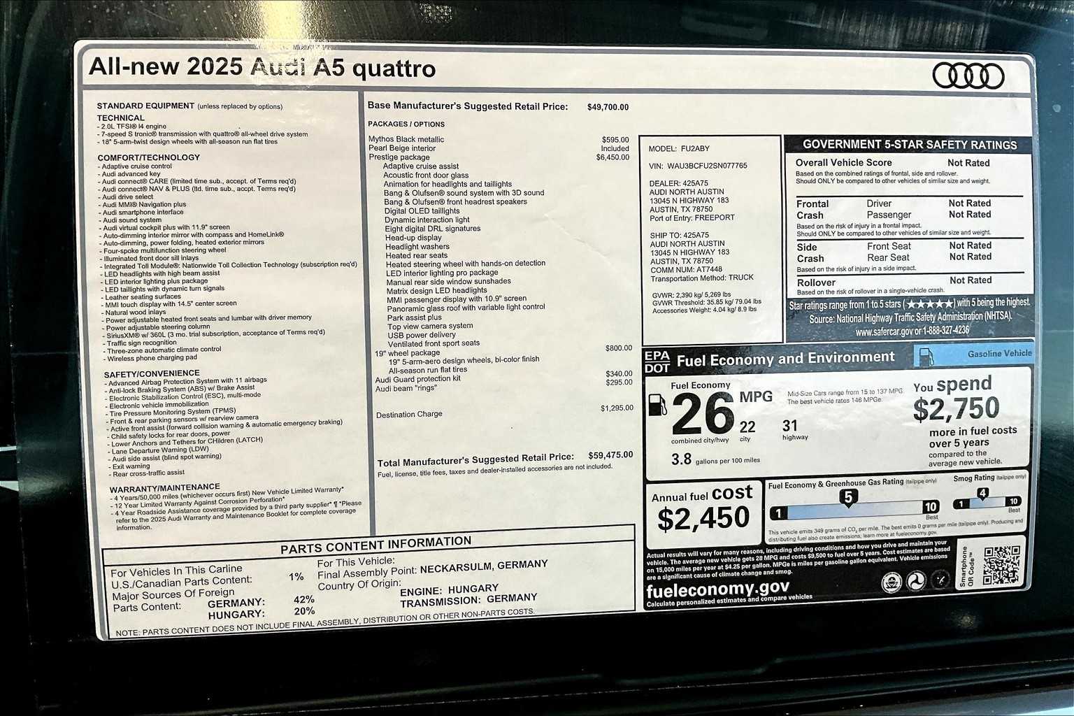 2025 Audi A5 Prestige Image 16 of 19