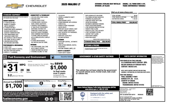 2025 Chevrolet Malibu LT Image 28 of 34