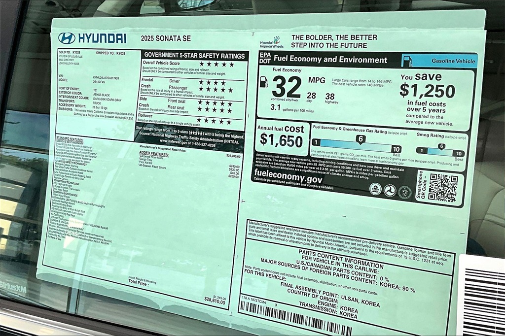 2025 Hyundai Sonata SE Image 14 of 14