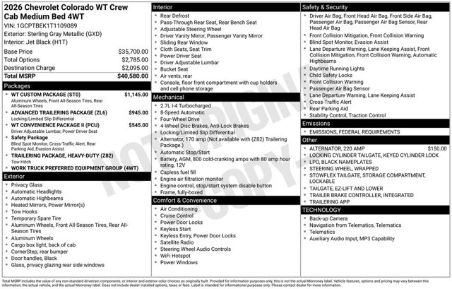 2026 Chevrolet Colorado Work Truck Image 28 of 34