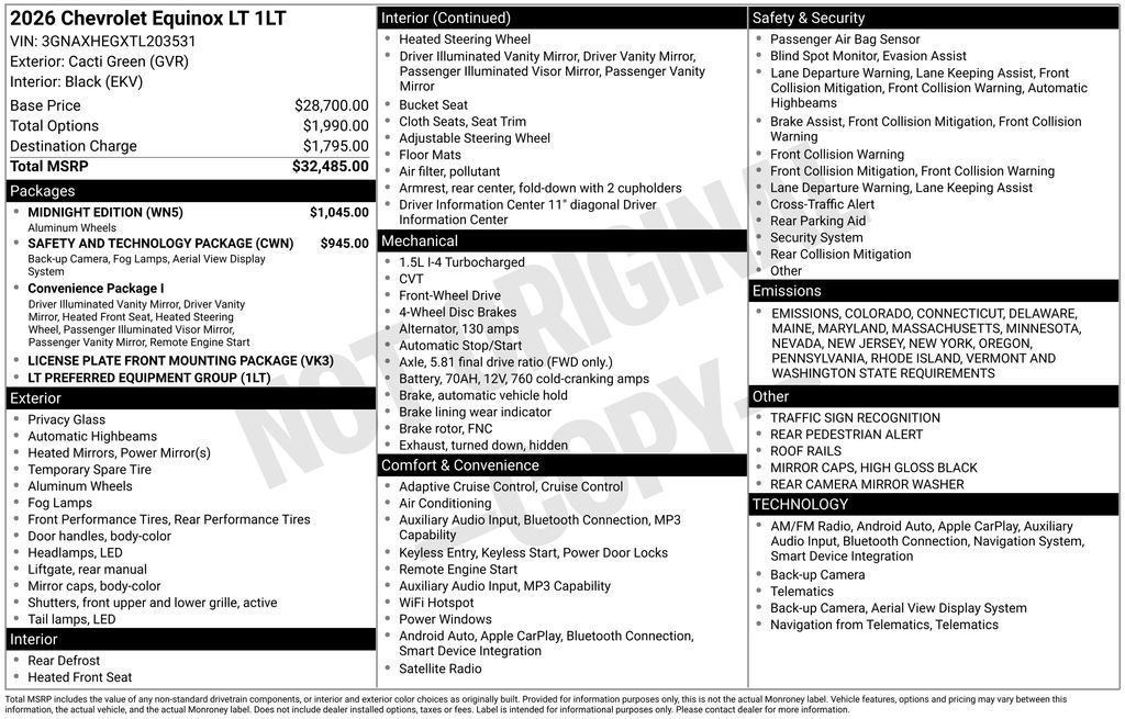 2026 Chevrolet Equinox FWD LT Image 2 of 2