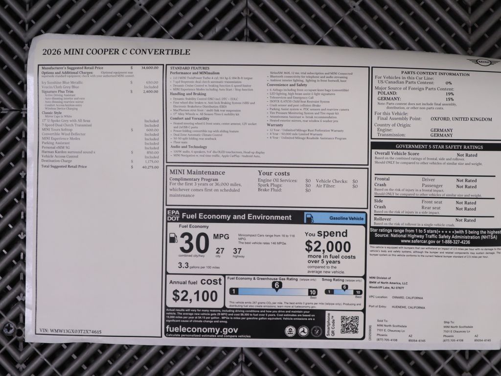 2026 MINI Cooper Convertible Base Image 39 of 40