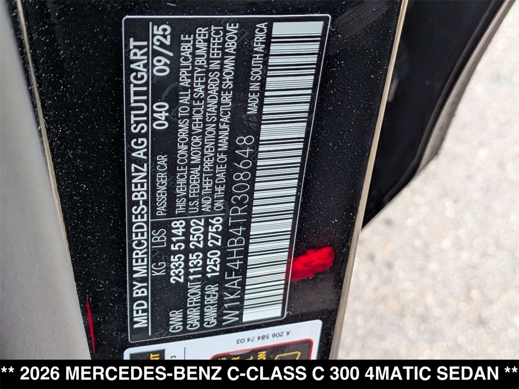 2026 Mercedes-Benz C-Class 300 Image 22 of 28