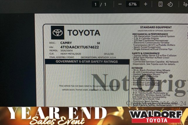 2026 Toyota Camry SE Image 14 of 19