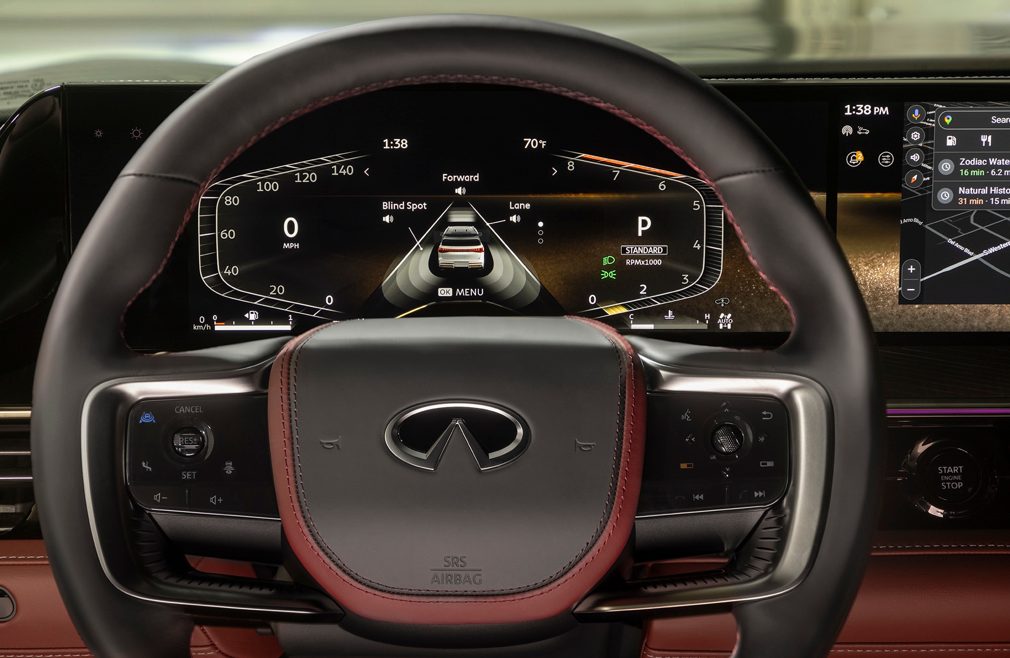 2025 Infiniti QX80 instrument cluster and steering wheel