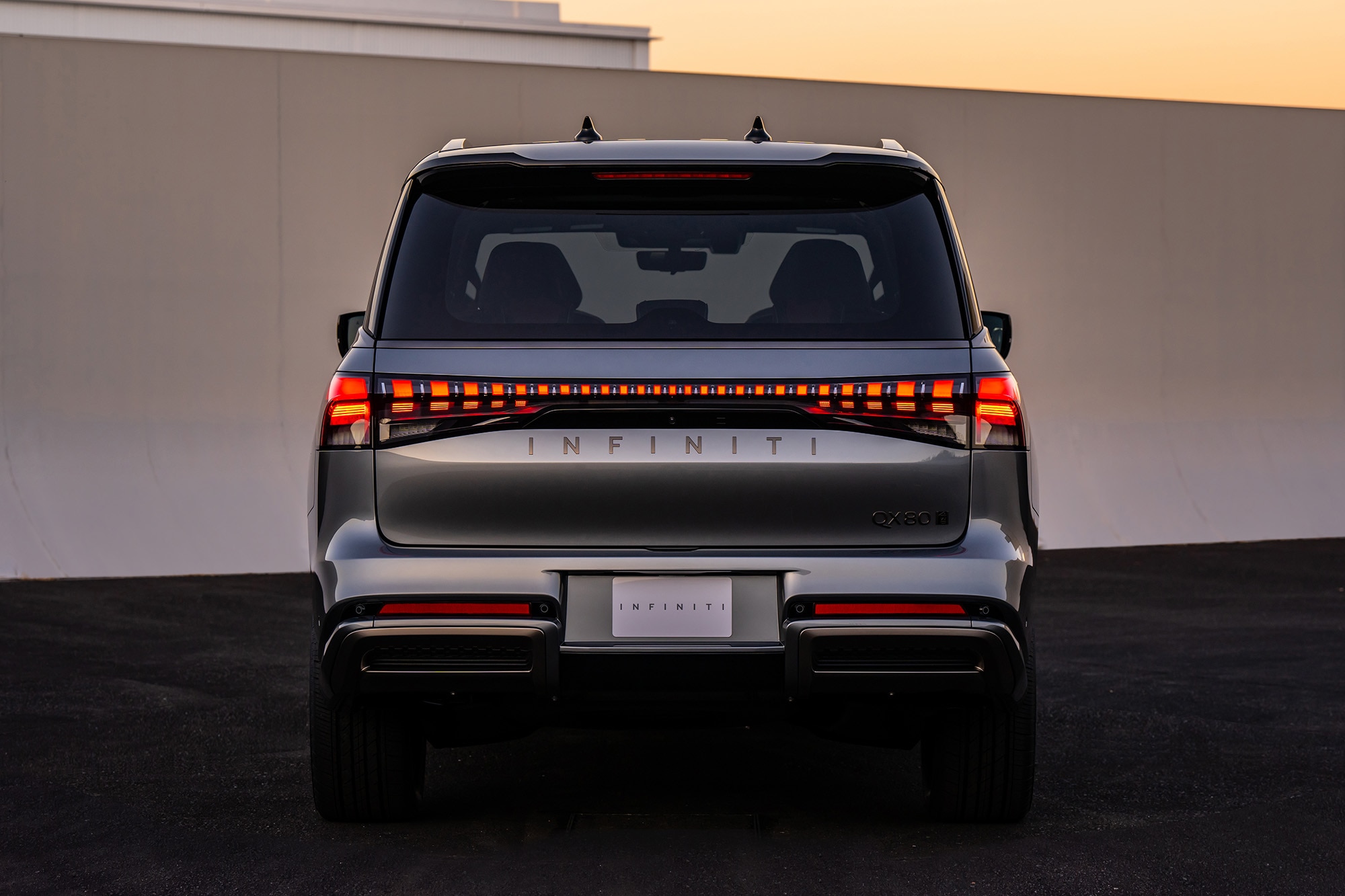 2025 Infiniti QX80 in gray, rear