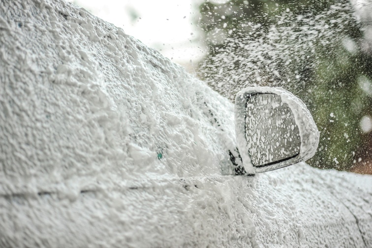Wash your car using foam
