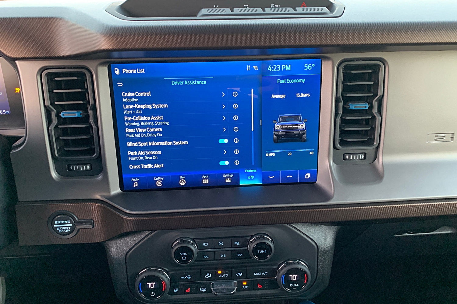 Ford Bronco Two-Door Outer Banks Interior Display Driving-Assist System Settings