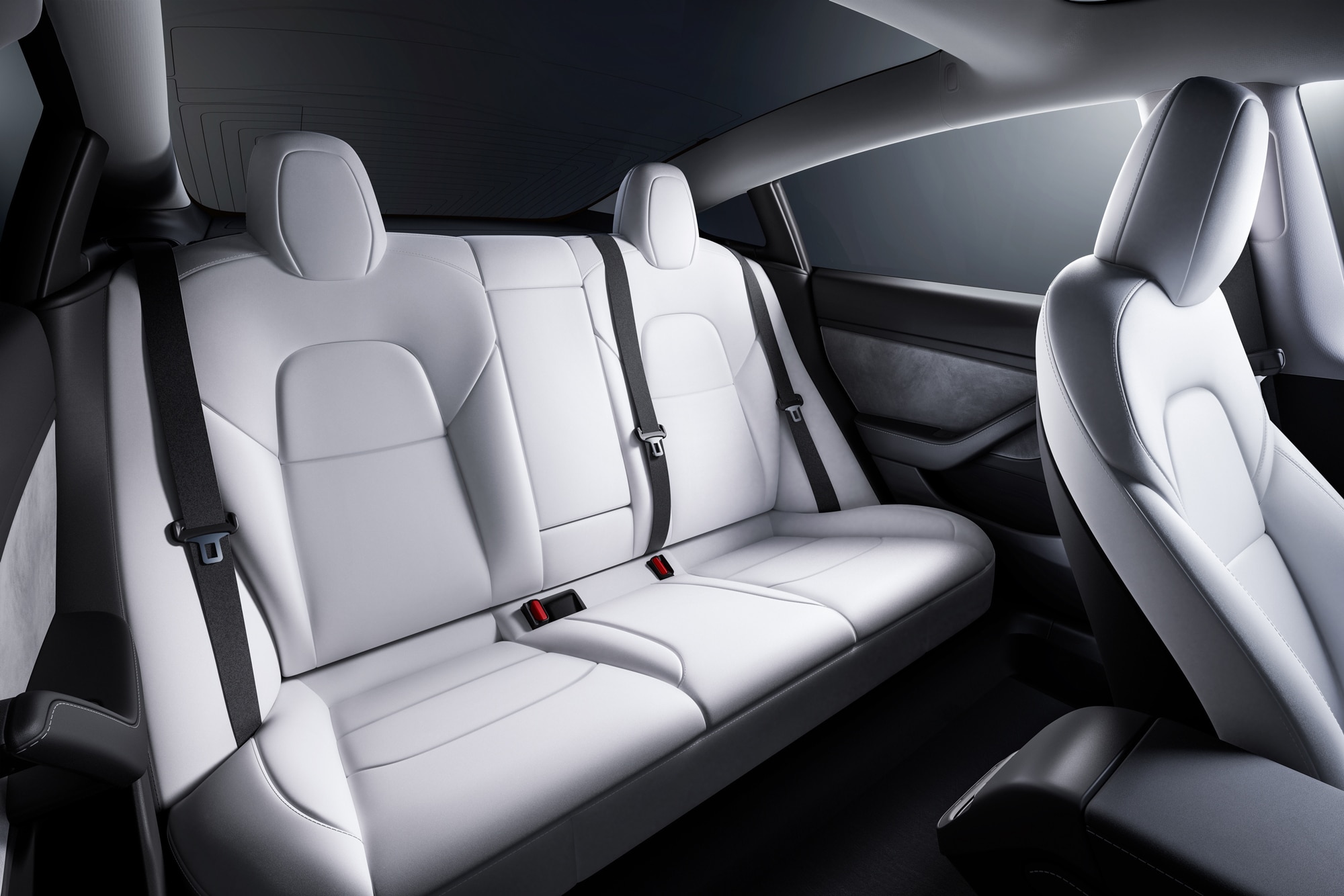 White vegan leather Tesla interior seats