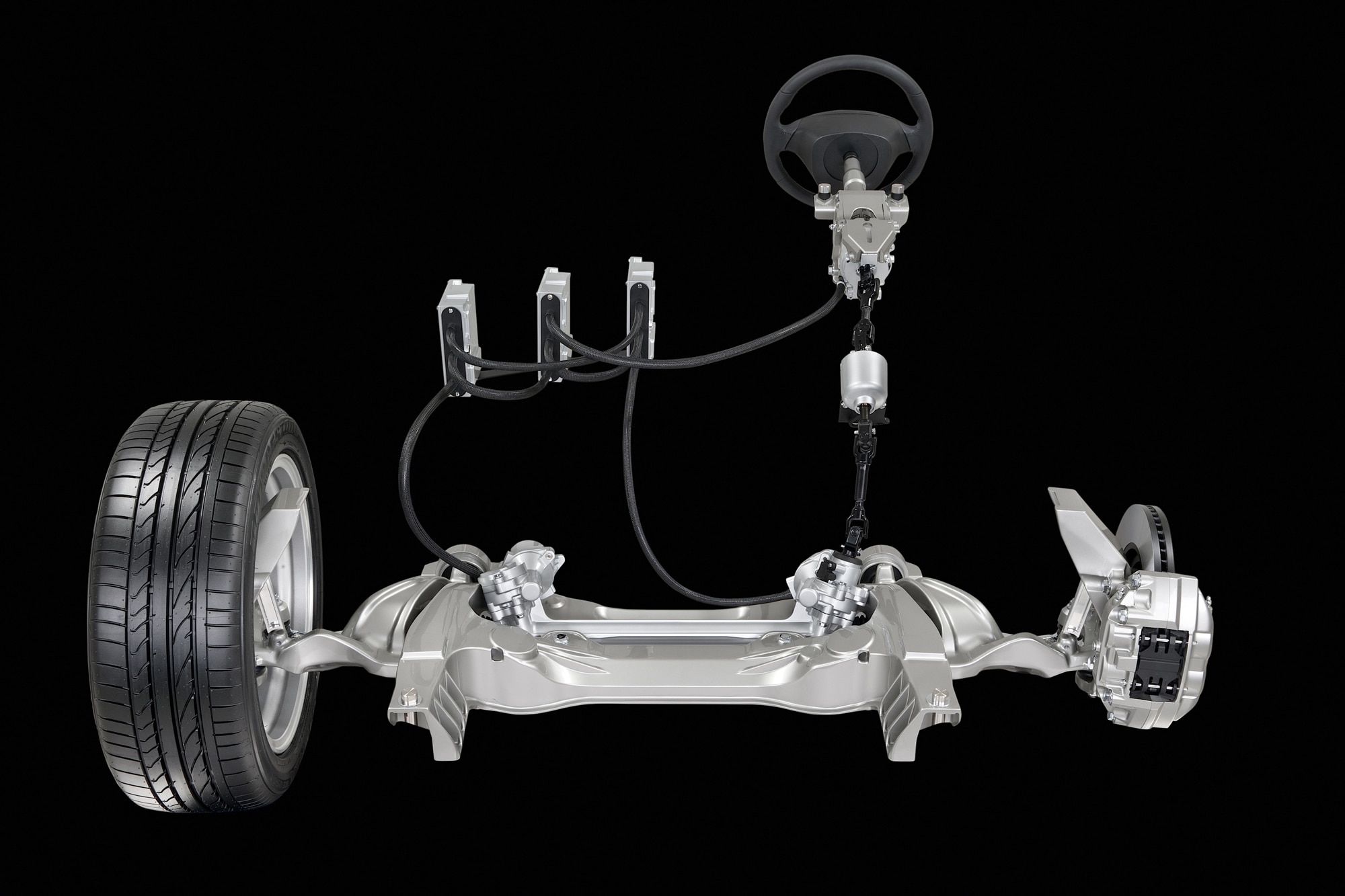 Infiniti showing steer-by-wire safety system