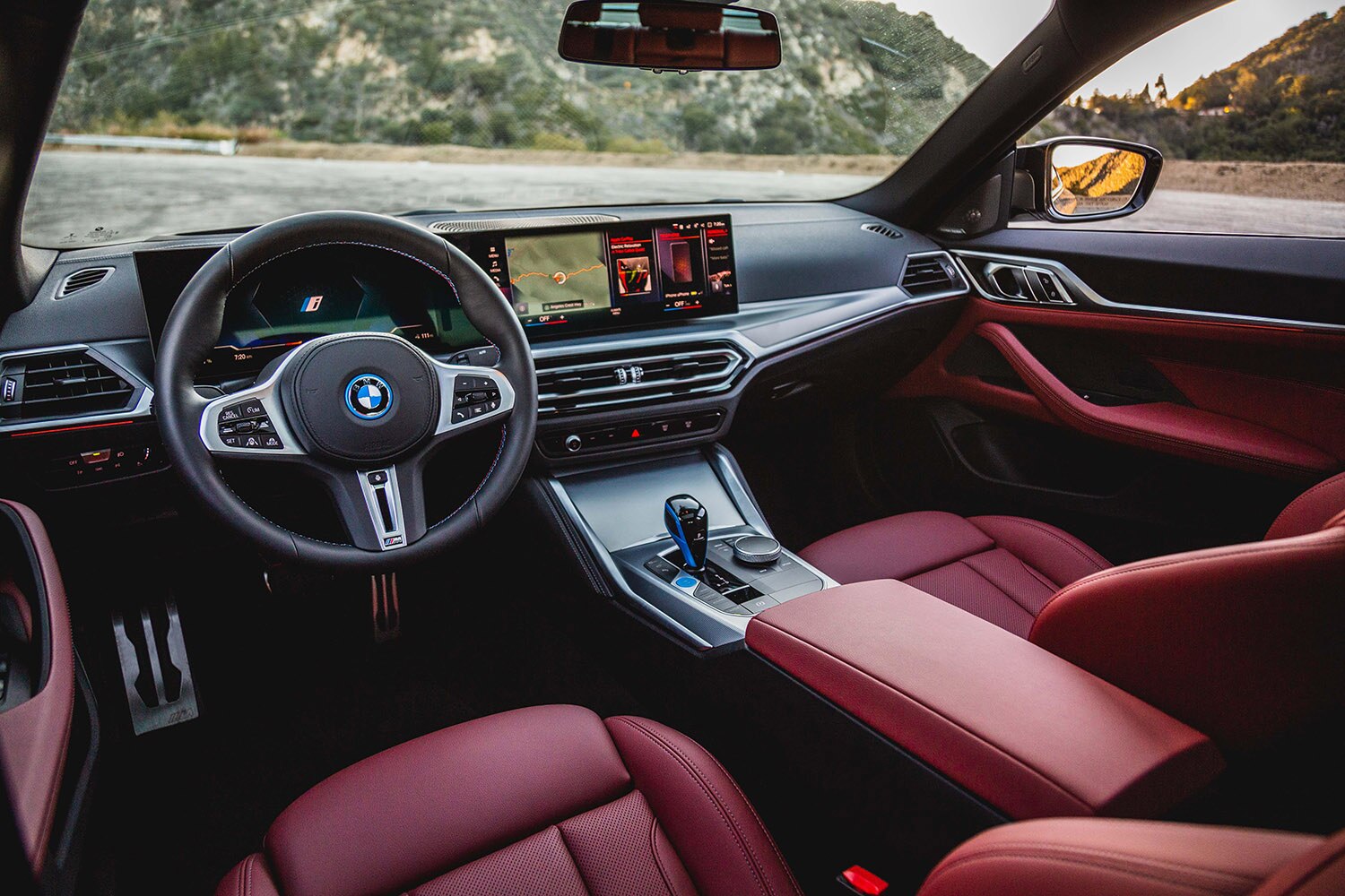 BMW i4 M50 interior, red seats