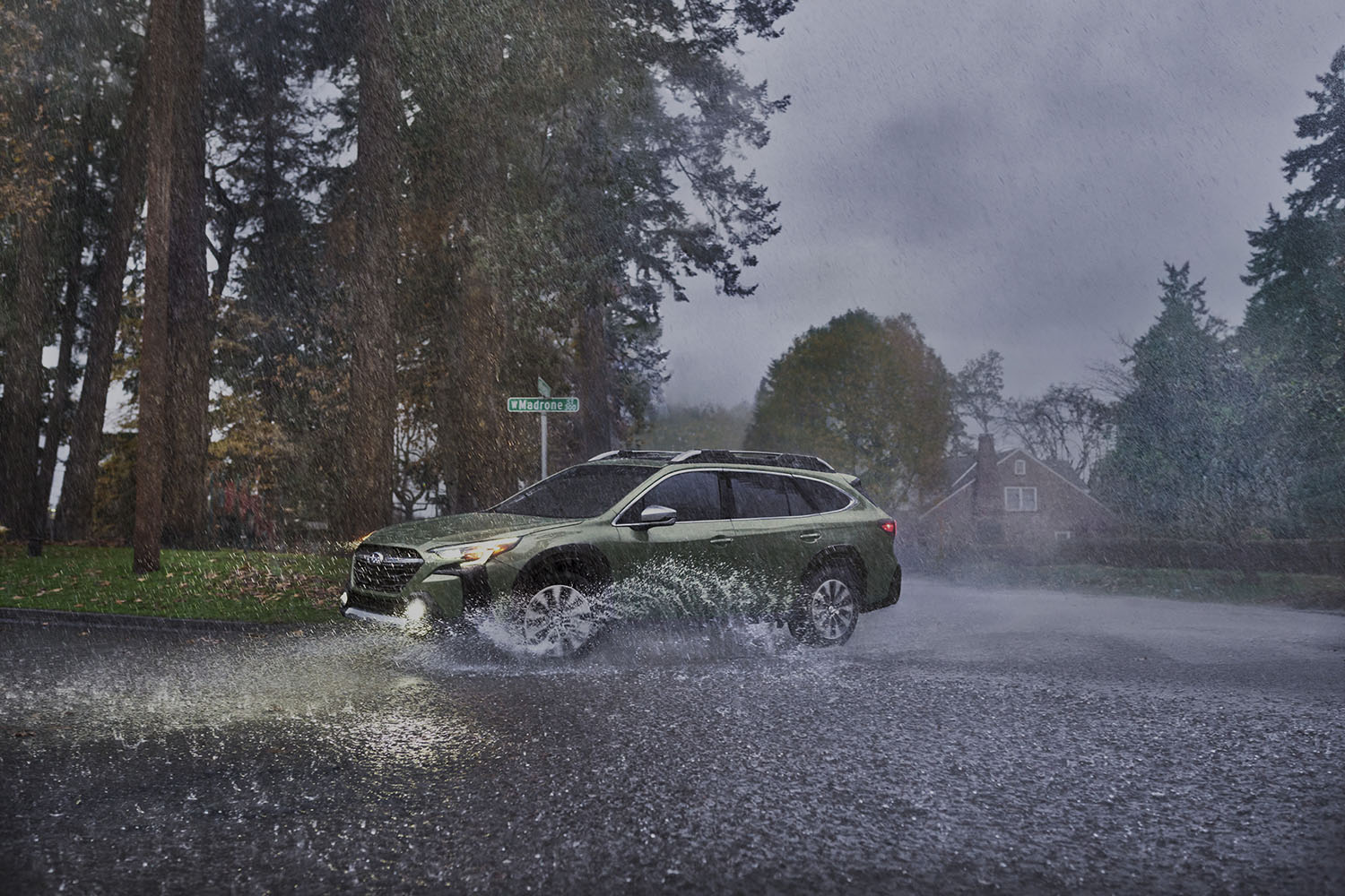 2023 Subaru Outback driving in rain